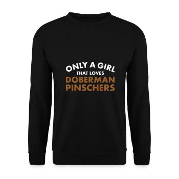 Only A Girl That Loves Doberman Pinscher - Unisex Sweatshirt - black - Front - Alina (178cm) & Michal (187cm)