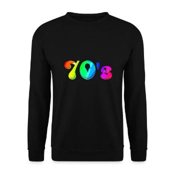 70s | Siebziger | Jahrzehnt | Symbol - Unisex Pullover - Schwarz - Vorne - Alina (178cm) & Michal (187cm)
