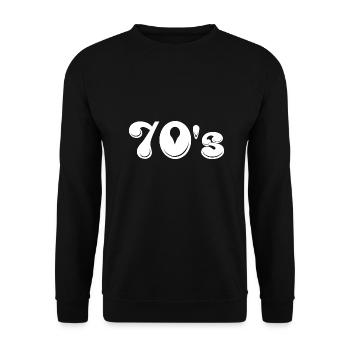 70s | Siebziger | Jahrzehnt | Symbol - Unisex Pullover - Schwarz - Vorne - Alina (178cm) & Michal (187cm)