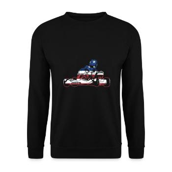 Sport Us Flag Go Kart - Unisex Pullover - Schwarz - Vorne - Alina (178cm) & Michal (187cm)