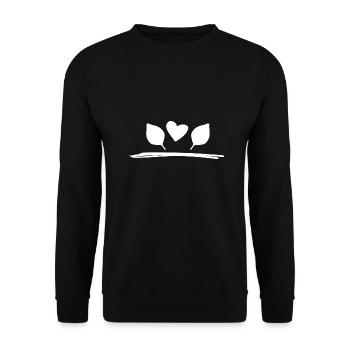 Deux feuilles feuille coeur symbole de la nature - Sweat-shirt Unisexe - noir - Devant - Alina (178cm) & Michal (187cm)