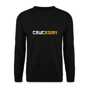 I Put The Asian In Caucasian Asian Joke - Unisex Sweatshirt - black - Front - Alina (178cm) & Michal (187cm)