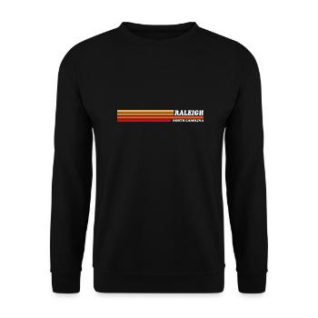 Vintage 1980s Graphic Style Athletic Raleigh N - Unisex Pullover - Schwarz - Vorne - Alina (178cm) & Michal (187cm)