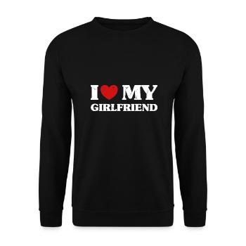ICH LIEBE MEINE FREUNDIN VALENTINSTAG GESCHENK MANN - Unisex Pullover - Schwarz - Vorne - Alina (178cm) & Michal (187cm)