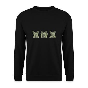 Chien Je vois je n’entends rien - Sweat-shirt Unisexe - noir - Devant - Alina (178cm) & Michal (187cm)
