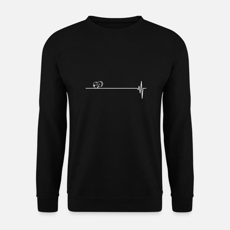 Hantel Kraftsport Herzschlag Frequenz Puls - Unisex Pullover - Schwarz