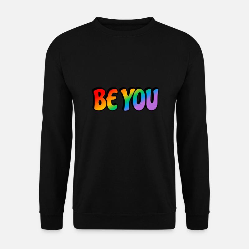 Sei du Regenbogen Text LGBTQ Pride Monat - Unisex Pullover - Schwarz