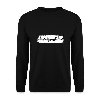 Hund Dackel - Unisex Pullover - Schwarz - Vorne - Alina (178cm) & Michal (187cm)