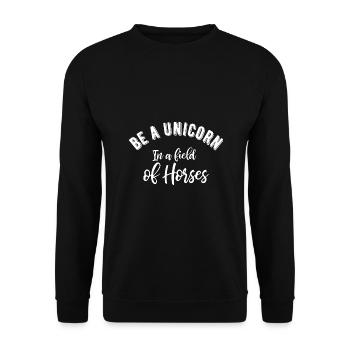 Soyez une licorne dans un champ de chevaux - Sweat-shirt Unisexe - noir - Devant - Alina (178cm) & Michal (187cm)