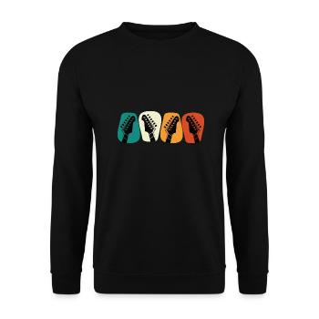 Retro Vintage Guitar Pick For Guitarist - Unisex Sweatshirt - black - Front - Alina (178cm) & Michal (187cm)