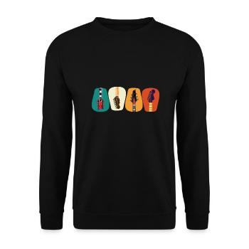 Retro Vintage Guitar Pick For Guitarist - Unisex Sweatshirt - black - Front - Alina (178cm) & Michal (187cm)