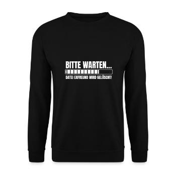 Bitte warten Datei Exfreund wird gelöscht - Unisex Pullover - Schwarz - Vorne - Alina (178cm) & Michal (187cm)