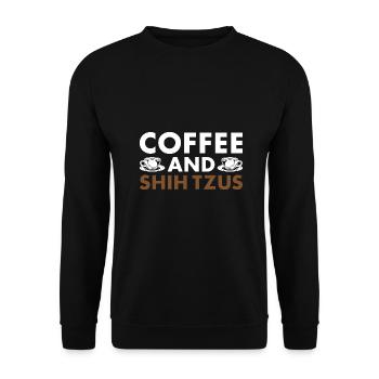 Café et Shih Tzu - Sweat-shirt Unisexe - noir - Devant - Alina (178cm) & Michal (187cm)