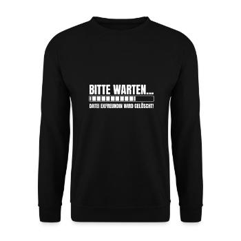 Bitte warten Datei Exfreundin wird gelöscht - Unisex Pullover - Schwarz - Vorne - Alina (178cm) & Michal (187cm)