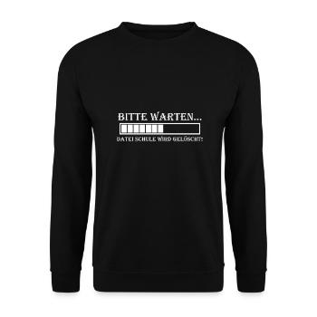 Bitte warten Datei Schule wird gelöscht Geschenk - Unisex Pullover - Schwarz - Vorne - Alina (178cm) & Michal (187cm)