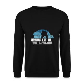Curling sur glace Curling Retro Cadeau - Sweat-shirt Unisexe - noir - Devant - Alina (178cm) & Michal (187cm)