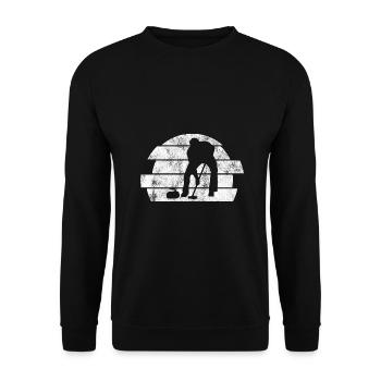 Curling sur glace Curling Retro Cadeau - Sweat-shirt Unisexe - noir - Devant - Alina (178cm) & Michal (187cm)