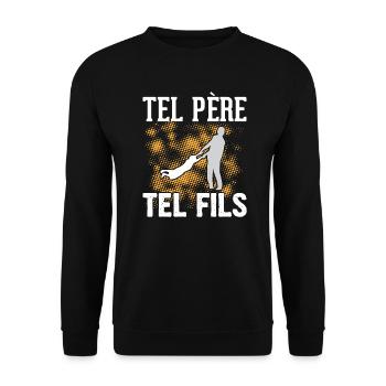 t-shirt tel père tel fils cadeau anniversaire - Sweat-shirt Unisexe - noir - Devant - Alina (178cm) & Michal (187cm)