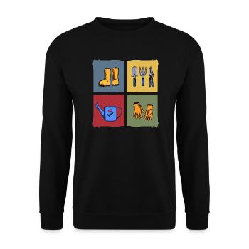 garten kleingarten erntezeit gartenarbeit - Unisex Pullover - Schwarz - Vorne - Alina (178cm) & Michal (187cm)