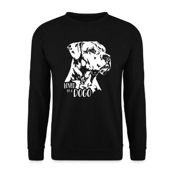 Loved by a Dogo dog saying Dogo Argentino dogs - Unisex Sweatshirt - black - Front - Alina (178cm) & Michal (187cm)