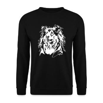 Collie Langhaar Hundeportrait Hunde Hund Wilsigns - Unisex Pullover - Schwarz - Vorne - Alina (178cm) & Michal (187cm)