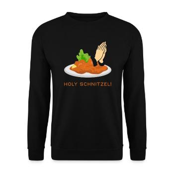 Holy Schnitzel, Holy Wiener Schnitzel - Unisex Sweatshirt - black - Front - Alina (178cm) & Michal (187cm)