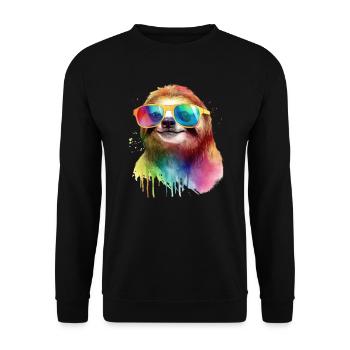 Colorful cool sloth with sunglasses - Unisex Sweatshirt - black - Front - Alina (178cm) & Michal (187cm)