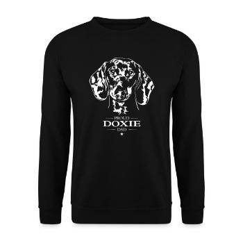 Doxie Dad Hunde Hund Dachshund Dackel Wilsigns - Unisex Pullover - Schwarz - Vorne - Alina (178cm) & Michal (187cm)