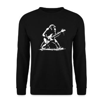 Affe spielt Rock'n'Roll auf der Gitarre - Unisex Pullover - Schwarz - Vorne - Alina (178cm) & Michal (187cm)