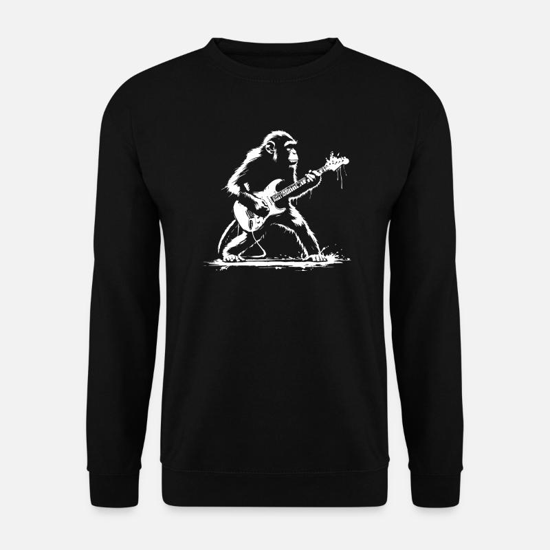 Affe spielt Rock'n'Roll auf der Gitarre - Unisex Pullover - Schwarz