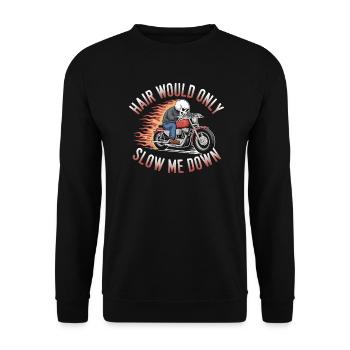Motard chauve crâne motard graphique drôle - Sweat-shirt Unisexe - noir - Devant - Alina (178cm) & Michal (187cm)
