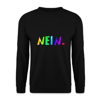 Nein | Nö | Lustig | Lachen | ablehnend - Unisex Pullover - Schwarz - Vorne - Alina (178cm) & Michal (187cm)