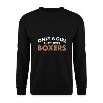 Only A Girl That Loves Boxer - Unisex Sweatshirt - black - Front - Alina (178cm) & Michal (187cm)