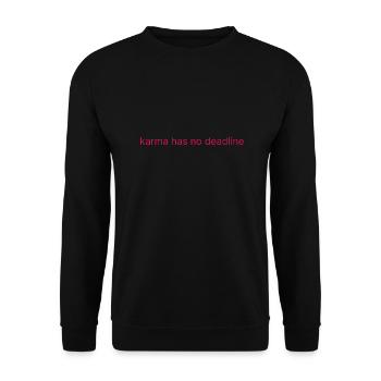 karma has no deadline - Unisex Pullover - Schwarz - Vorne - Alina (178cm) & Michal (187cm)