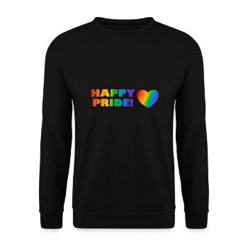 Happy Pride Regenbogen Herz LGBTQ - Unisex Pullover - Schwarz - Vorne - Alina (178cm) & Michal (187cm)