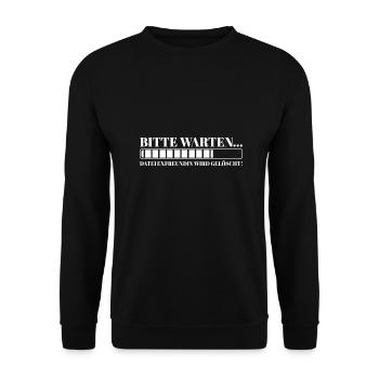 Bitte warten Datei Exfreundin wird gelöscht - Unisex Pullover - Schwarz - Vorne - Alina (178cm) & Michal (187cm)