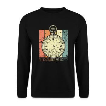Watchmaker watches make me happy - Unisex Sweatshirt - black - Front - Alina (178cm) & Michal (187cm)