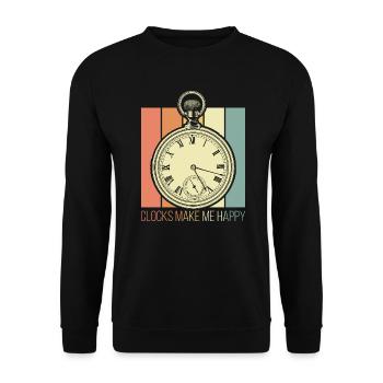 Uhren machen mich glücklich - Unisex Pullover - Schwarz - Vorne - Alina (178cm) & Michal (187cm)