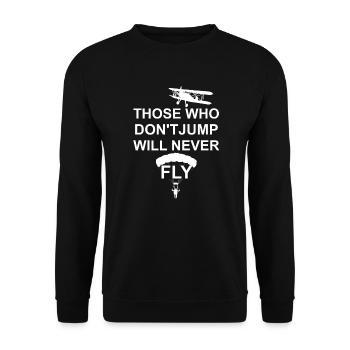 Skydiving - Fallschirmspringen Fallschirm Geschenk - Unisex Pullover - Schwarz - Vorne - Alina (178cm) & Michal (187cm)