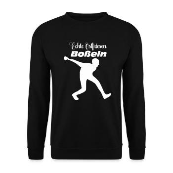 Echte Ostfriesen boßeln - Boßelgeschenk - Sport - Unisex Pullover - Schwarz - Vorne - Alina (178cm) & Michal (187cm)