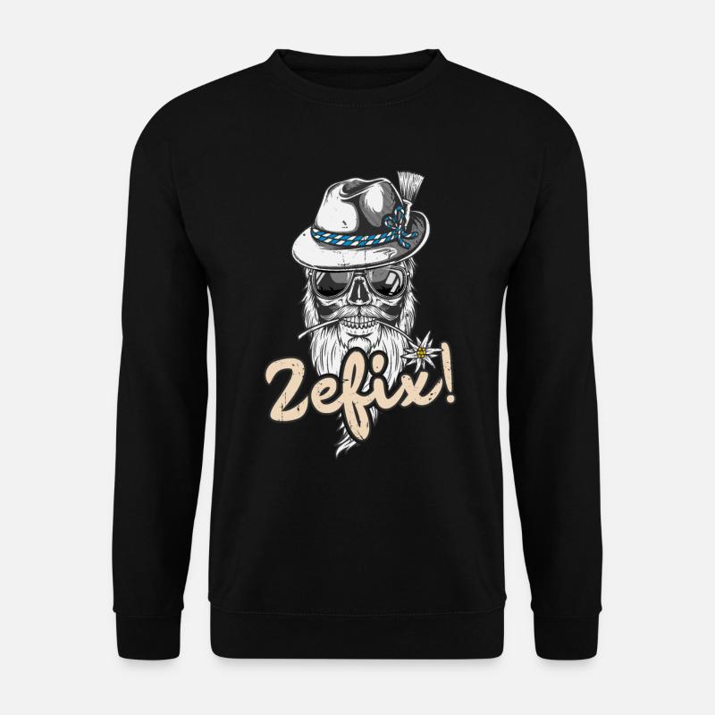 Zefix Totenkopf Bayern Bayrischer Dialekt Grantler - Unisex Pullover - Schwarz