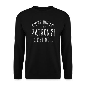 c est qui le patron humour boss chef - Sweat-shirt Unisexe - noir - Devant - Alina (178cm) & Michal (187cm)