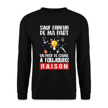 Professeur de chimie prof humour cadeau drôle - Sweat-shirt Unisexe - noir - Devant - Alina (178cm) & Michal (187cm)