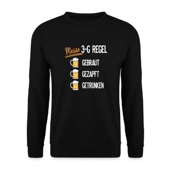 Meine 3G-Regel : Gebraut - Gezapft - Getrunken - Unisex Pullover - Schwarz - Vorne - Alina (178cm) & Michal (187cm)