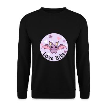 Love Bite. Kawaii Bat. Halloween Vampire. - Unisex Sweatshirt - black - Front - Alina (178cm) & Michal (187cm)