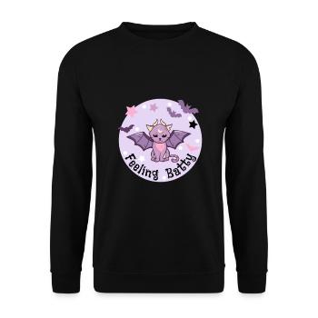 Feeling Batty. Pastel Vampire Cat. - Unisex Sweatshirt - black - Front - Alina (178cm) & Michal (187cm)