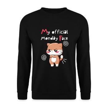 My Official Monday Face. Angry cat. Black Version. - Unisex Sweatshirt - black - Front - Alina (178cm) & Michal (187cm)