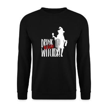 Drink up Wine Witches - Halloween - Unisex Pullover - Schwarz - Vorne - Alina (178cm) & Michal (187cm)