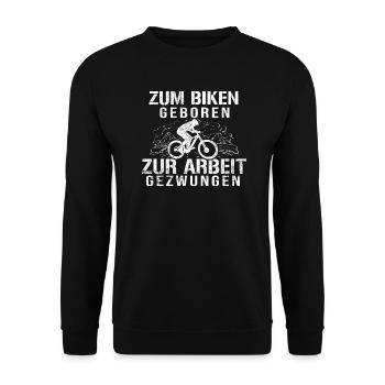 Zum biken geboren - Mountainbiker Mountainbike - Unisex Pullover - Schwarz - Vorne - Alina (178cm) & Michal (187cm)