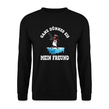 Ganz dünnes Eis mein Freund - Unisex Pullover - Schwarz - Vorne - Alina (178cm) & Michal (187cm)